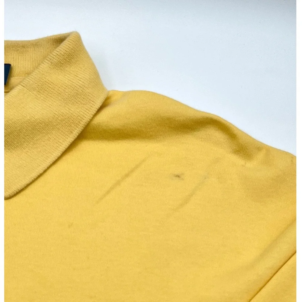 Y2K Polo by Ralph Lauren Mens Long Sleeve Polo Shirt‎ Yellow Cotton Medium 0496